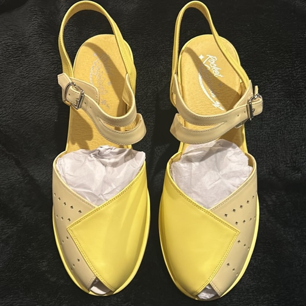 Rocket Originals Women's Yellow Vintage Sandals BNIB Size 8 Two tone yellow - Picture 3 of 9